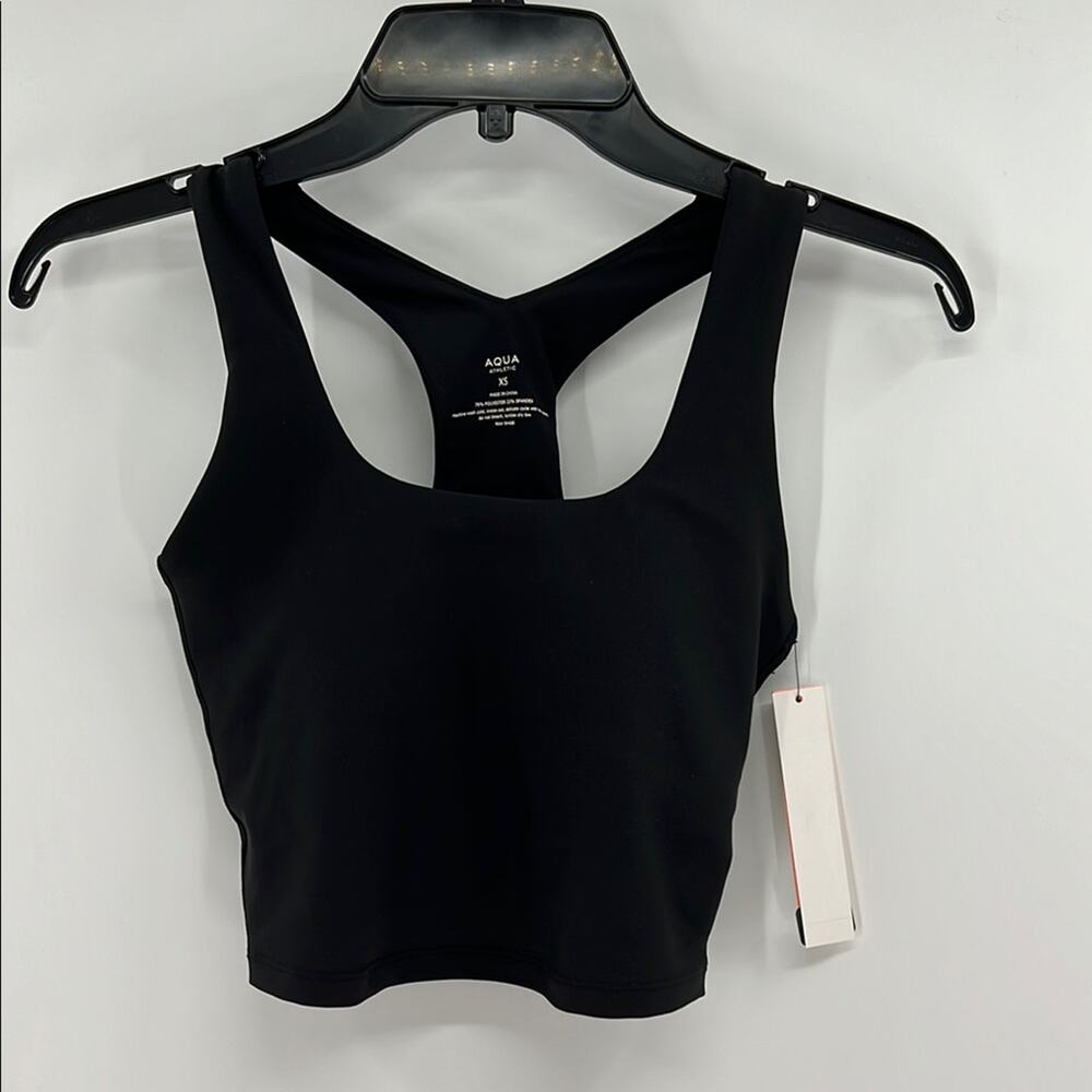 AQUA Athletic Women's Longline Racerback Sports Bra - Black - XS - NWT